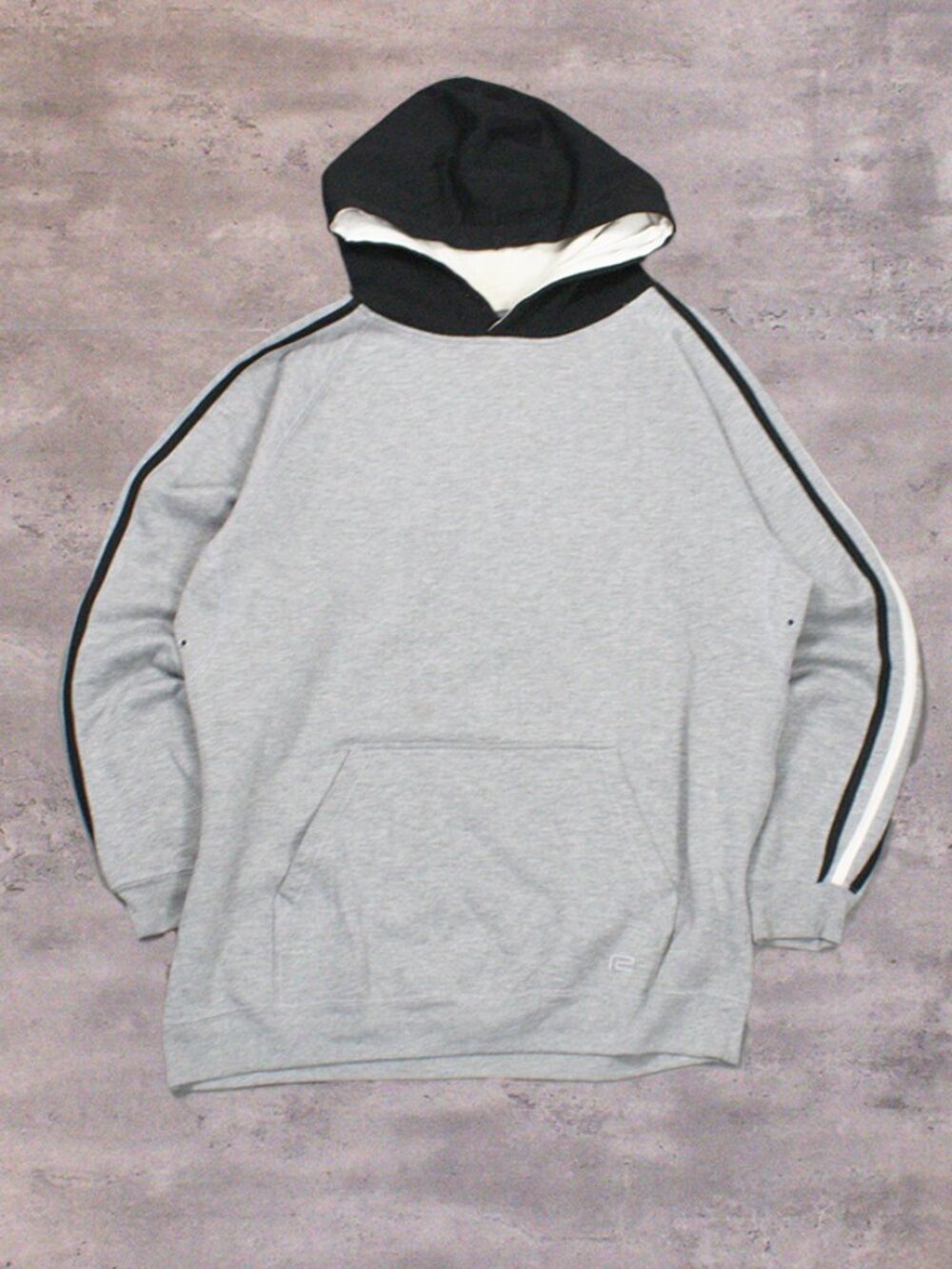 00's R2 Stripped Heather Grey Oversize Baggy Hoodie
